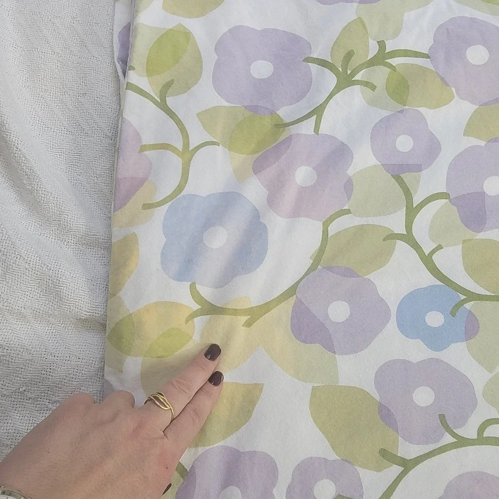 Garnet Hill 100% Supima Cotton Flannel Queen Duvet Cover Floral Made in Portugal